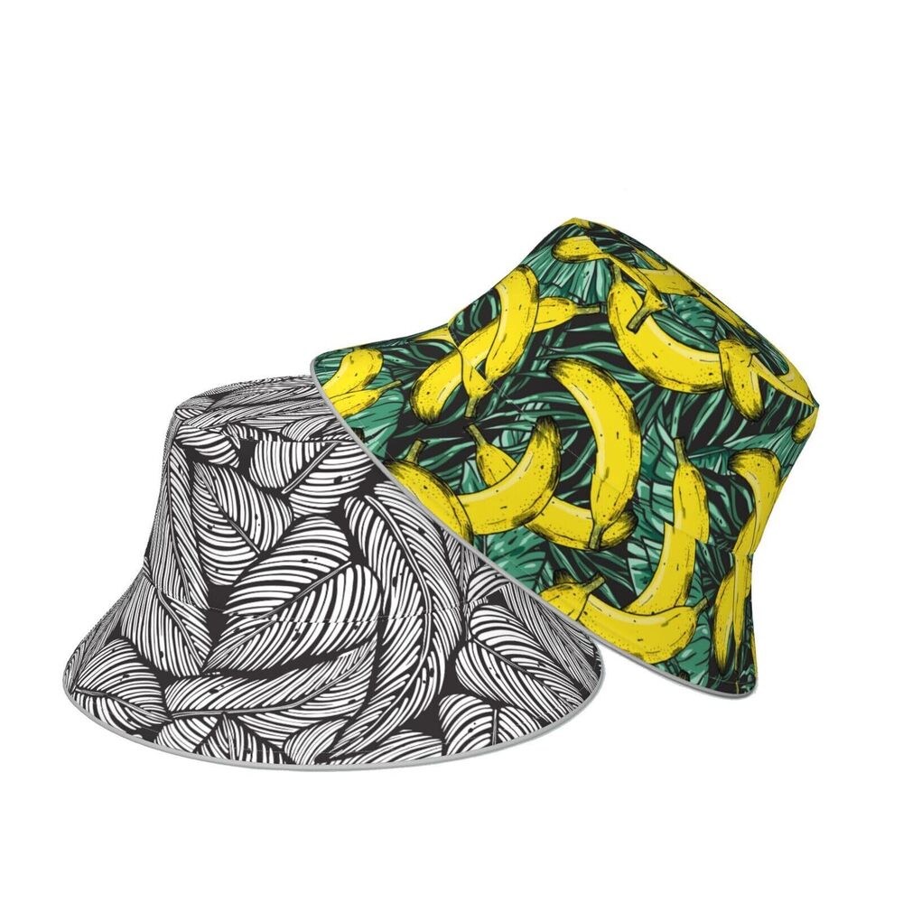 7017 Tropical Hawaii Banana Palm Leaf Bucket Hat Beach Summer Sun Hat